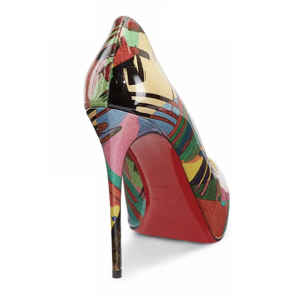 Christian Louboutin New Very Prive 120 Patent Mag Multicolor Peep Heel Pump 38 - Picture 10 of 12